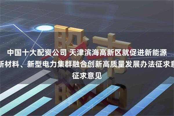 中国十大配资公司 天津滨海高新区就促进新能源、新材料、新型电力集群融合创新高质量发展办法征求意见