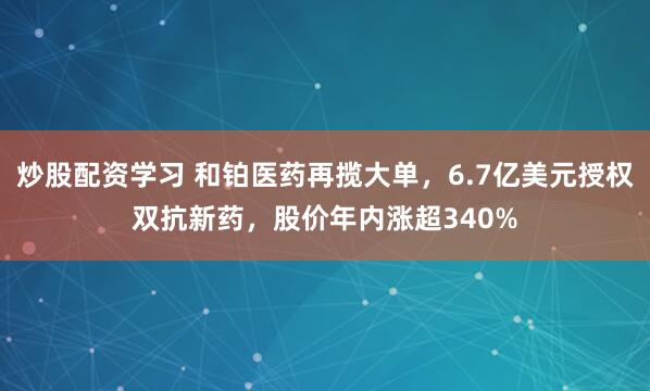 炒股配资学习 和铂医药再揽大单，6.7亿美元授权双抗新药，股价年内涨超340%