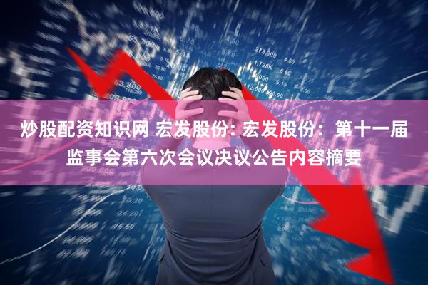 炒股配资知识网 宏发股份: 宏发股份：第十一届监事会第六次会议决议公告内容摘要